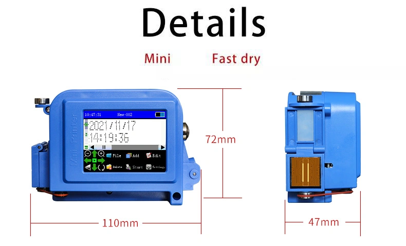 12.7mm Mini Expiry Date Batch Number Handheld Inkjet Printer for Cosmetic Package